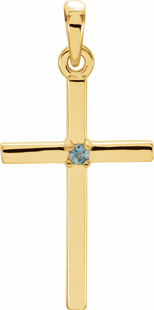 14k yellow 22.65x11.4 mm alexandrite cross pendant