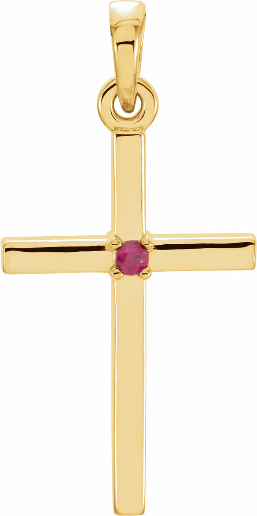 14k yellow 22.65x11.4 mm ruby cross pendant