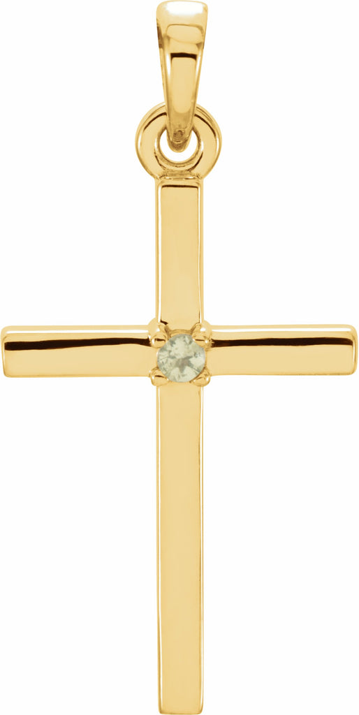14k yellow 22.65x11.4 mm peridot cross pendant
