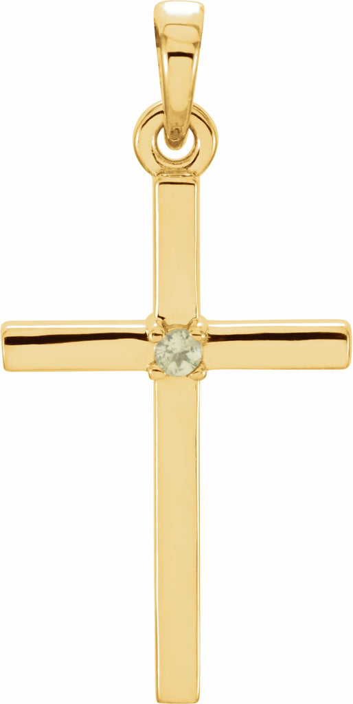 14k yellow 19.2x9 mm peridot cross pendant 