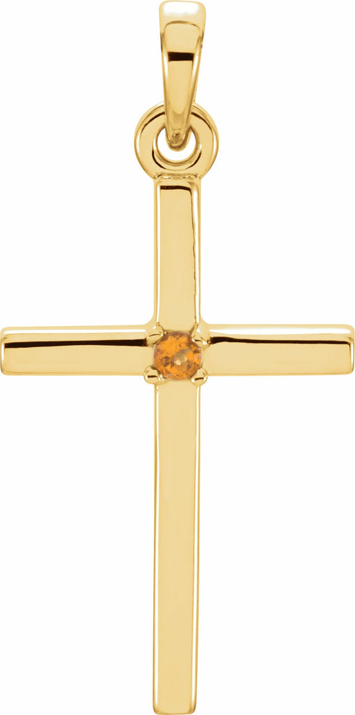 14k yellow 22.65x11.4 mm citrine cross pendant