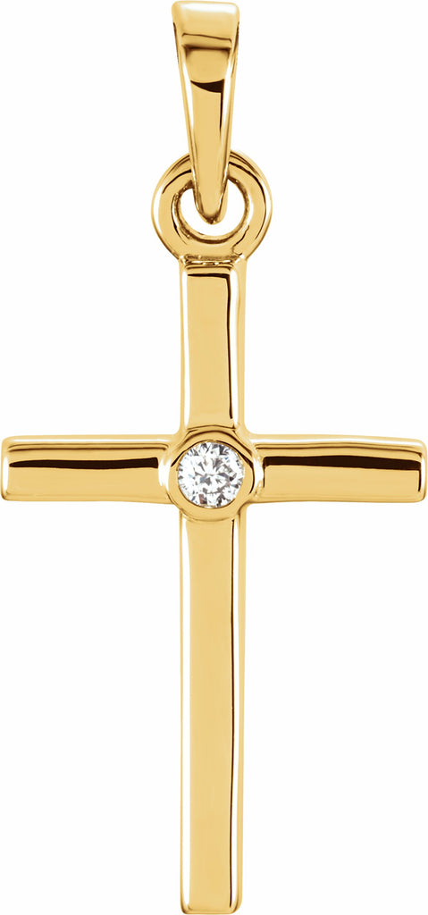 14k yellow .01 ctw diamond cross 19x8.9 mm pendant  