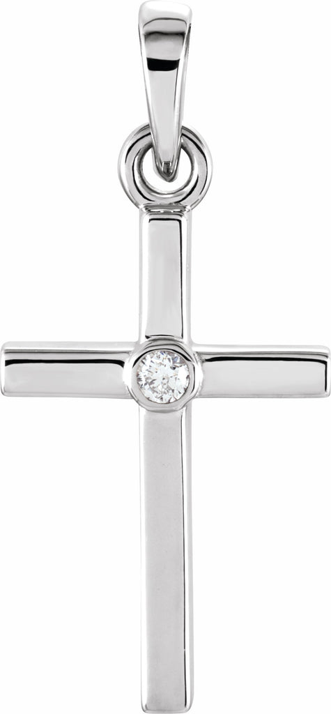 14k white .01 ctw diamond cross 19x8.9 mm pendant  