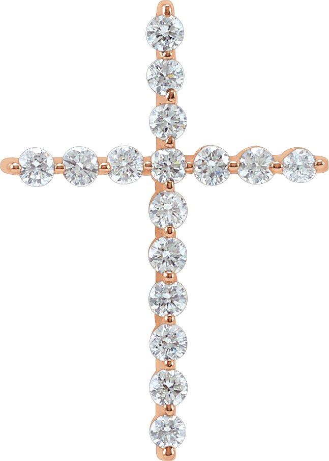 14k rose 1/4 ctw diamond cross pendant