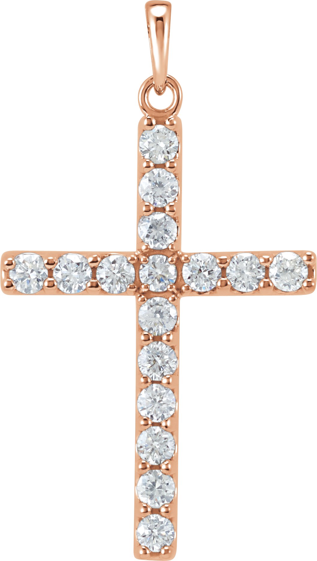 14k rose 1 ctw diamond cross pendant 