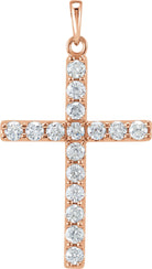 14k rose 1 ctw diamond cross pendant 