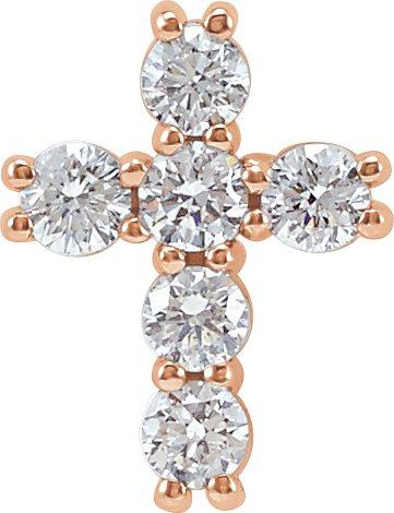 14k rose 1/4 ctw diamond cross pendant