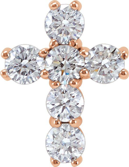 14k rose 1 ctw diamond cross pendant