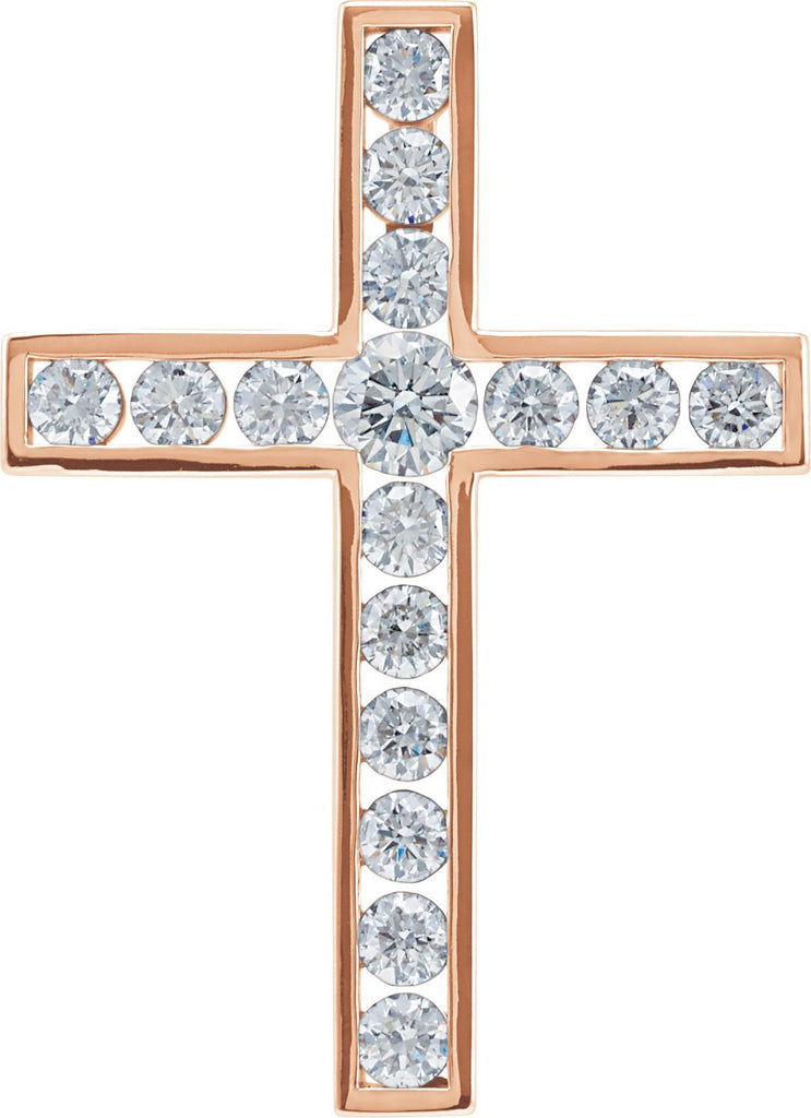 14k rose 1 3/8 ctw diamond 32.4x23.6 mm cross pendant