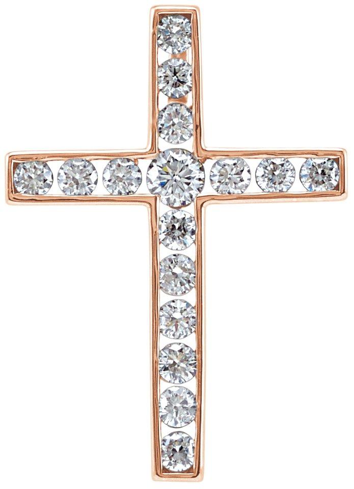 14k rose 1/3 ctw diamond 20.4x14.9 mm cross pendant 