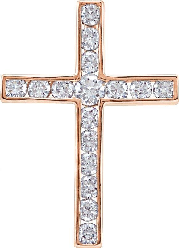 14k rose 1/4 ctw diamond 17.5x12.6 mm cross pendant