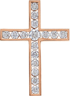 14k rose 1 ctw diamond 28.2x21.2 mm cross pendant