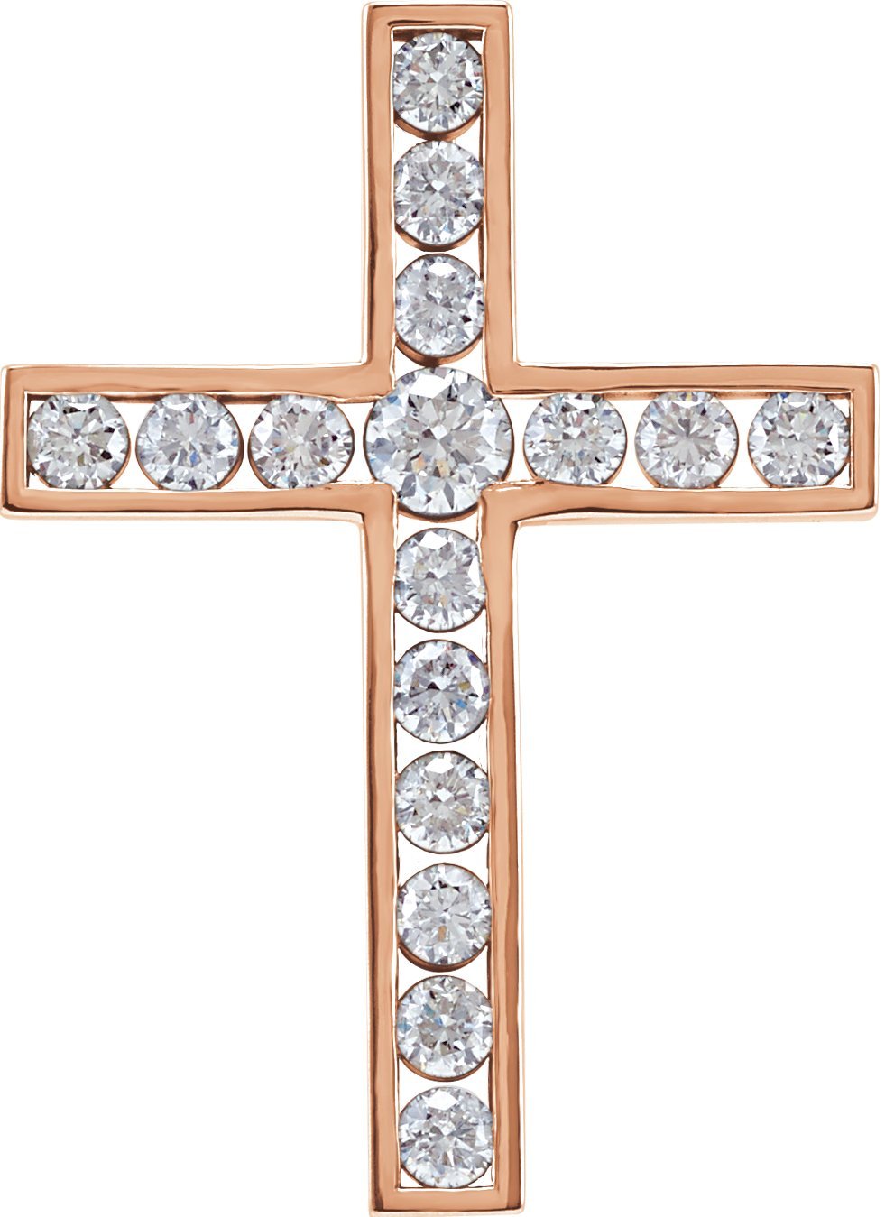 14k rose 1 ctw diamond 28.2x21.2 mm cross pendant