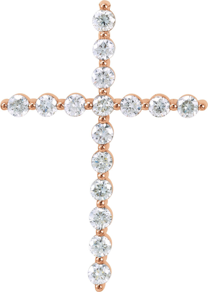 14k rose 5/8 ctw diamond cross pendant 