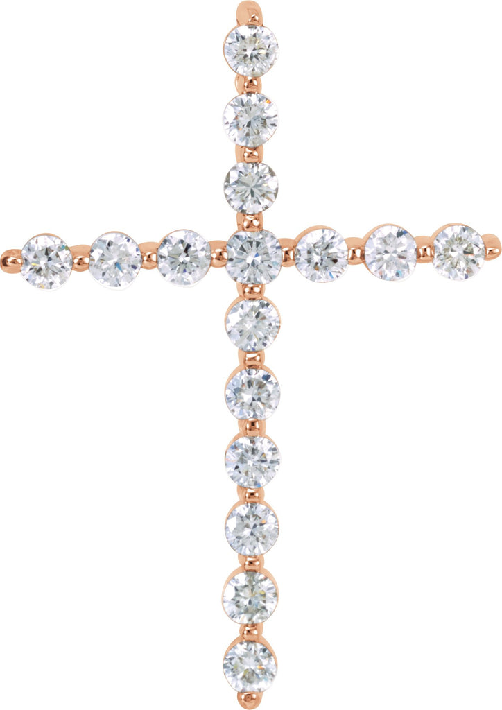 14k rose 1 ctw diamond cross pendant