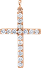 14k rose 1 5/8 ctw diamond cross pendant