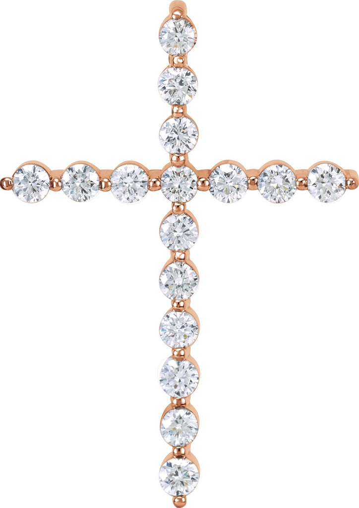 14k rose 1/2 ctw diamond cross pendant