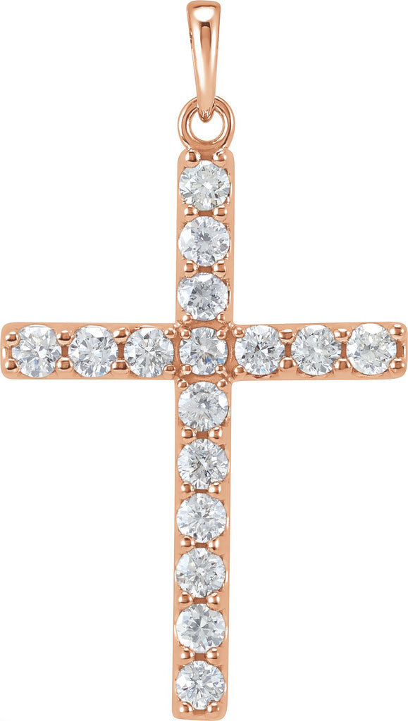 14k rose 1/3 ctw diamond cross pendant