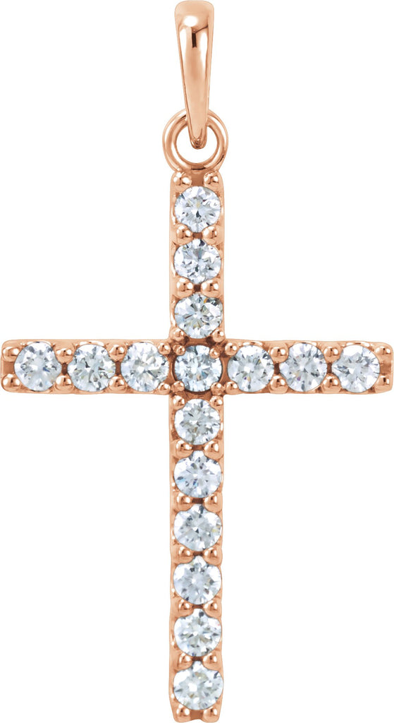 14k rose 1/2 ctw diamond cross pendant