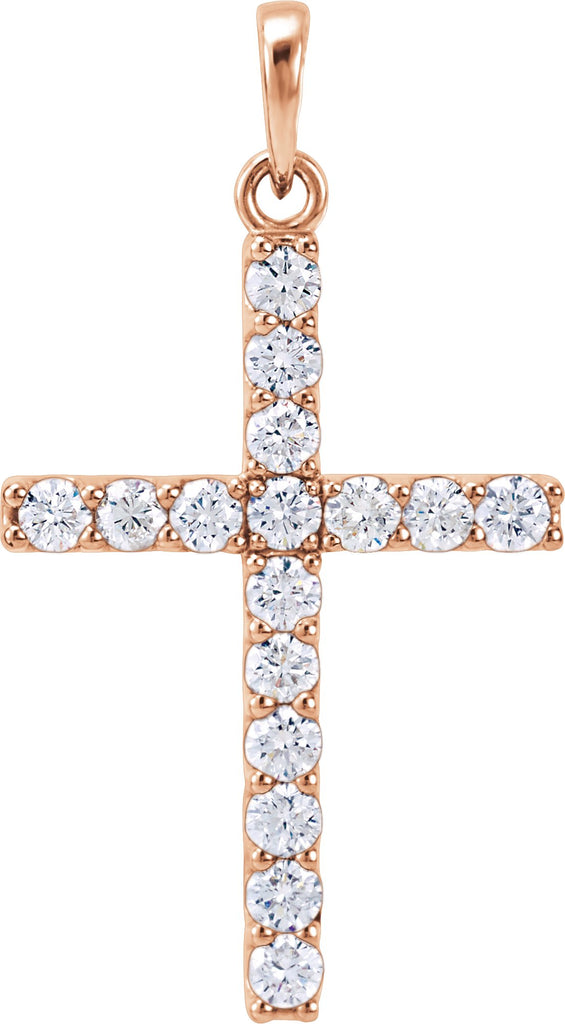 14k rose 3/4 ctw diamond cross pendant 