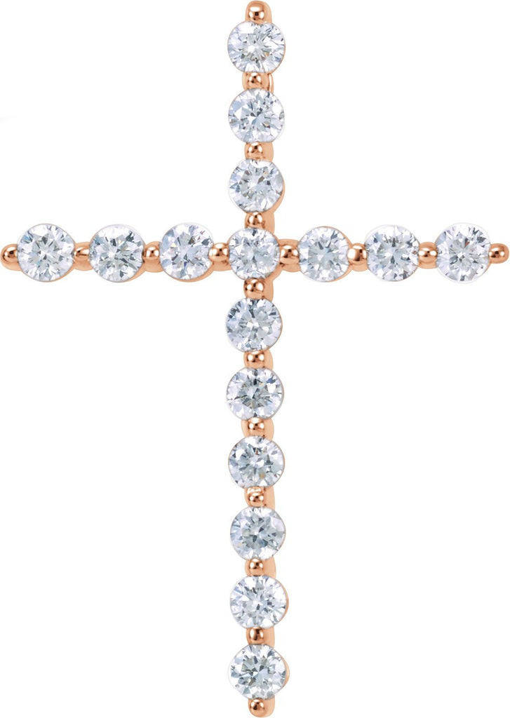 14k rose 1/3 ctw diamond cross pendant