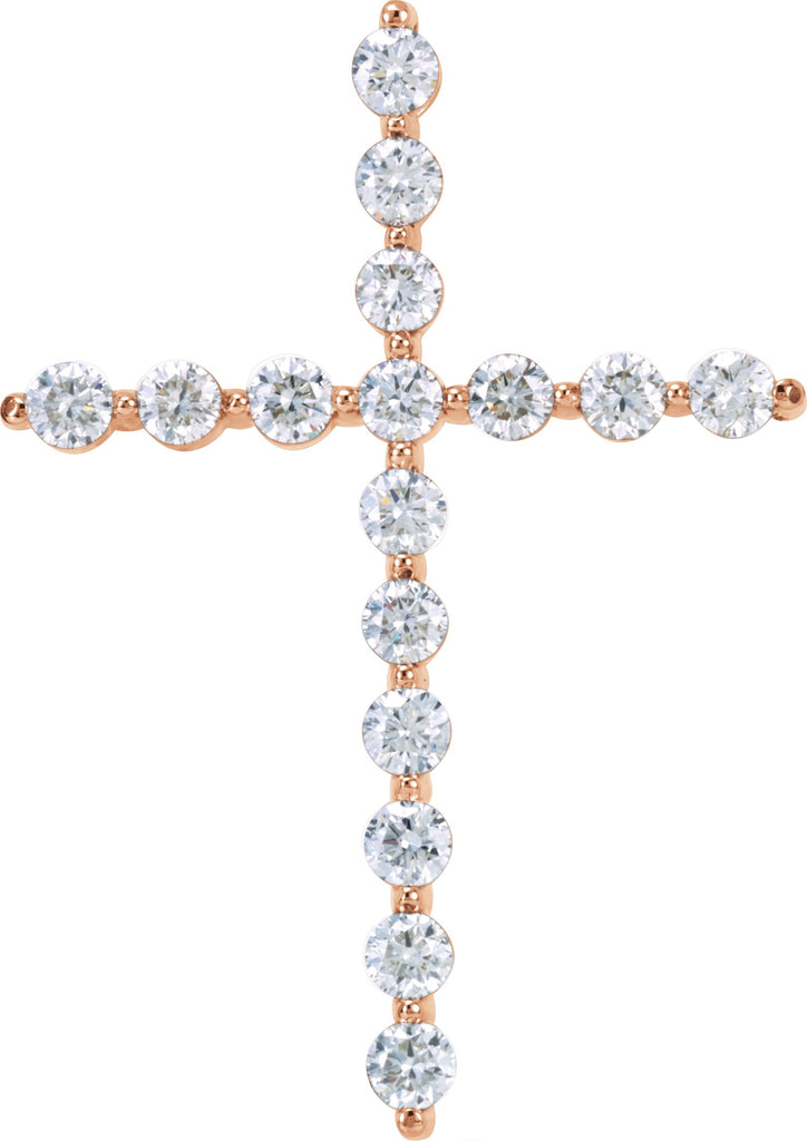 14k rose 1 1/4 ctw diamond cross pendant