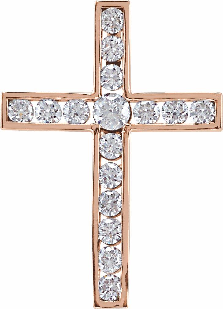 14k rose 1/2 ctw diamond 21.8x15.8 mm cross pendant 