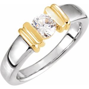 platinum & 18k yellow  1/4 ctw diamond solitaire engagement ring