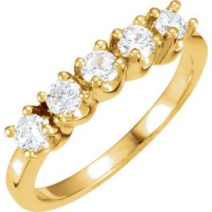 14k yellow 1/2 ctw diamond 5 stone anniversary band