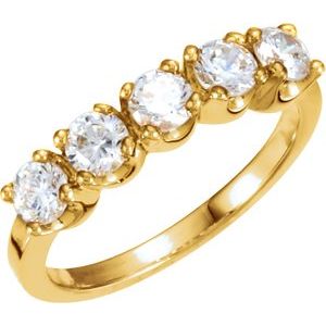 14k yellow 1 ctw diamond 5 stone anniversary band