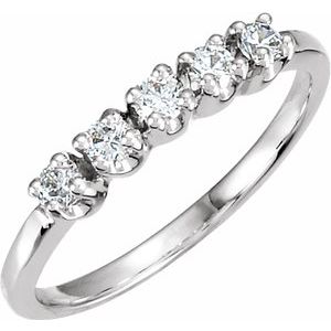 14k white 1/2 ctw diamond 5 stone anniversary band