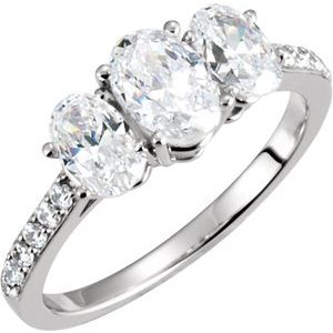 14k white 1 9/10 ctw diamond 3-stone engagement ring