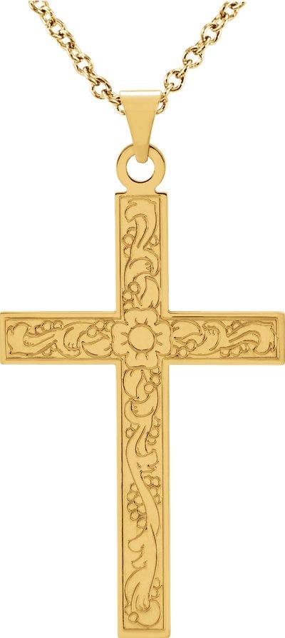 14k yellow 18" cross necklace