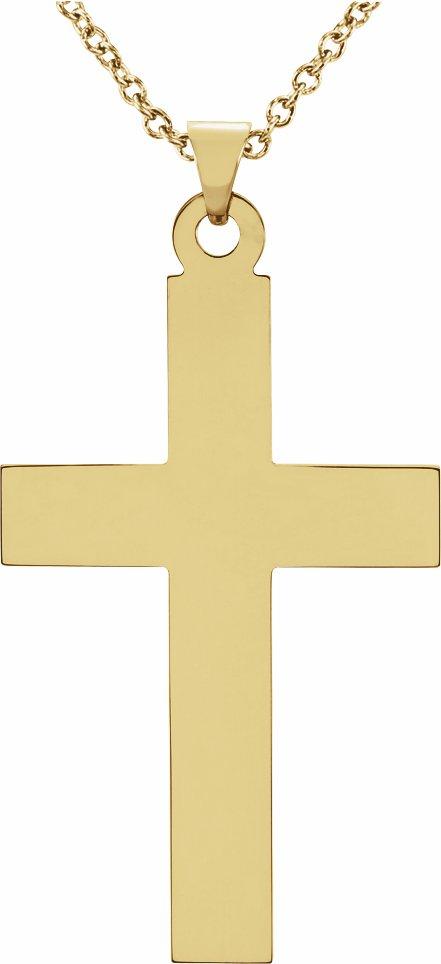 14k yellow 18x12 mm cross 18" necklace