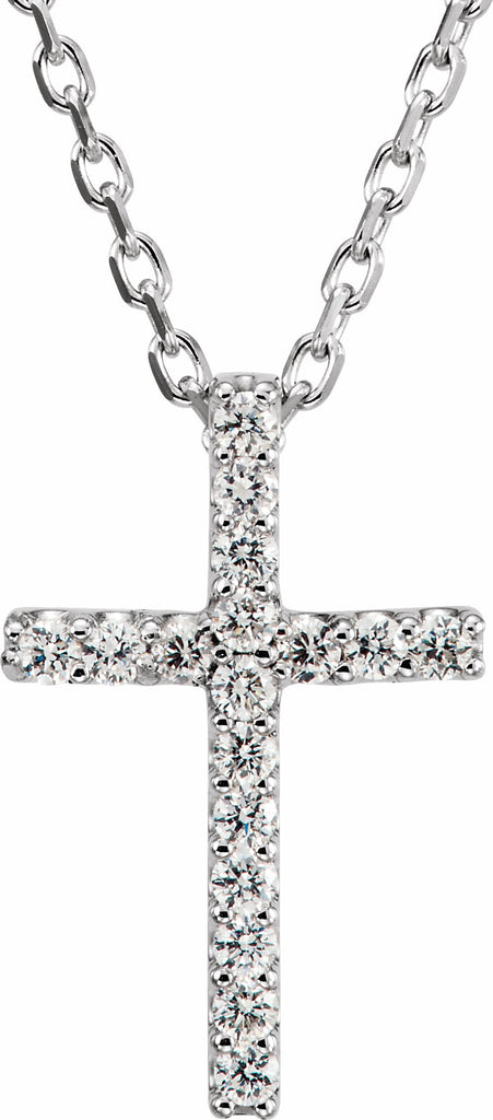 platinum .07 ctw diamond petite cross 16" necklace