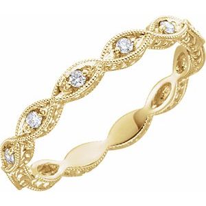 14k yellow 1/8 ctw diamond anniversary band 