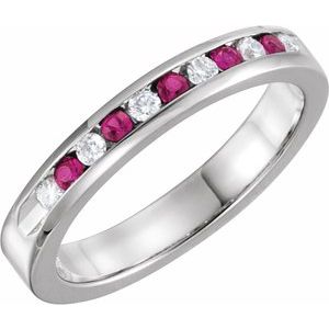 ruby & 1/8 ctw diamond classic channel-set anniversary band