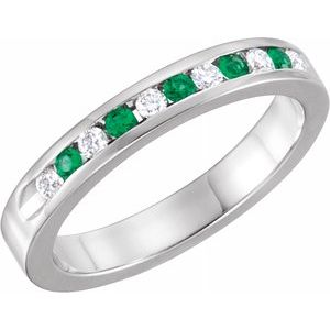 emerald & 1/8 ctw diamond classic channel-set anniversary band