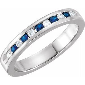 blue sapphire & 1/8 ctw diamond classic channel-set anniversary band