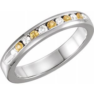 yellow sapphire & 1/8 ctw diamond classic channel-set anniversary band