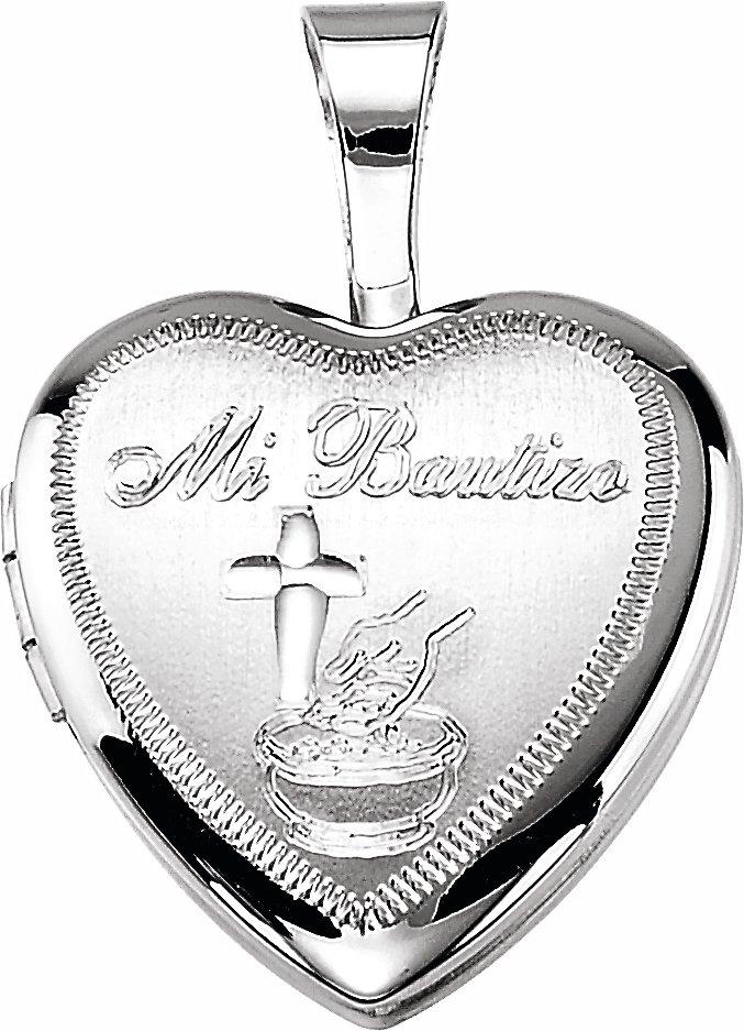 sterling silver "mi bautizo" heart locket