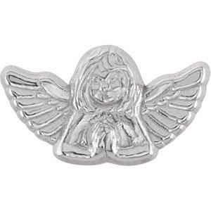 14k white 18x10 mm cherub lapel pin