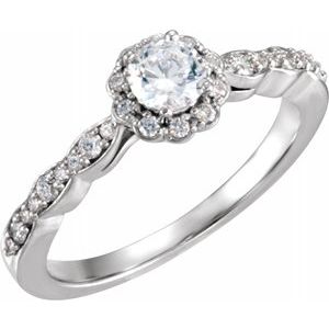 14k white 1/2 ctw diamond halo-style engagement ring