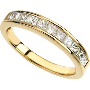 14k yellow 3/4 ctw diamond anniversary band size 8.5