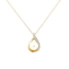 14KY Tear Drop Shaped Pearl Pendant 1/50 CTW