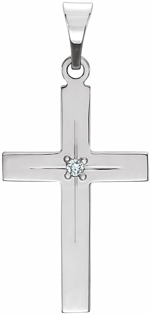 14k white diamond cross pendant 