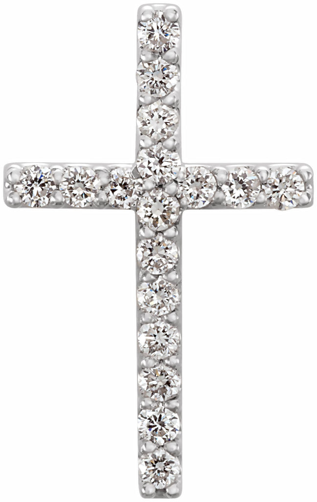 14k white 1/6 ctw petite diamond cross pendant