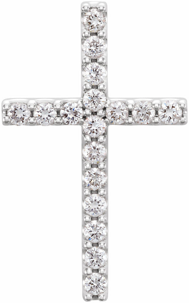 14k white 1/3 ctw petite diamond cross pendant