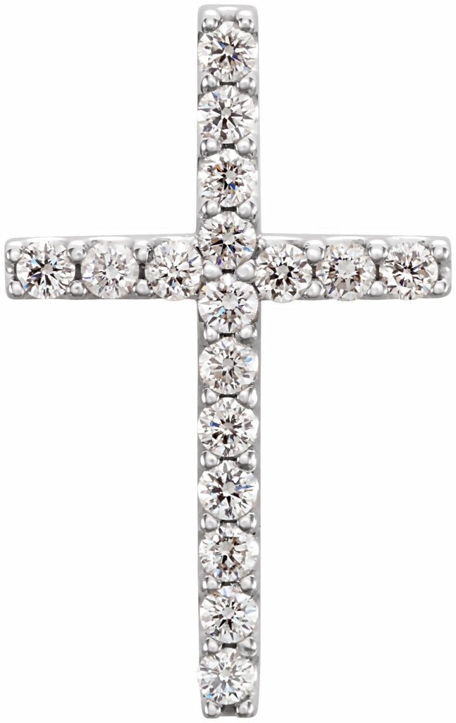 14k white 1/4 ctw petite diamond cross pendant