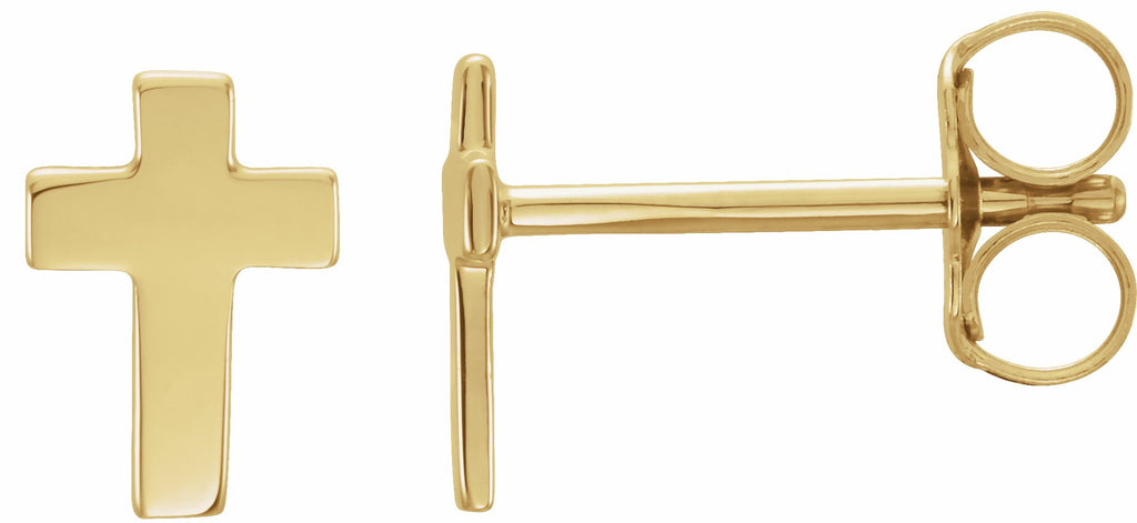 14k yellow 7x5 mm cross earrings